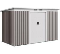 Outsunny Abri de Jardin 3,6 m² Remise à Outils avec kit de fondation en Acier galvanisé avec Portes coulissantes, dim. 280L x 130l x 172H cm, Gris clair