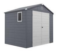 Outsunny Abri de Jardin 4,1m³, Toit Monopente, 240x190x180/228cm, Cabanon Verrouillable, Fenêtre, Garage Vélos, Aluminium, Gris