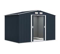 Outsunny Abri de Jardin 4,83 m² Dim. 2,77L x 1,91l x 1,92H m Fondation Incluse Porte coulissante ventilations tôle Acier Gris