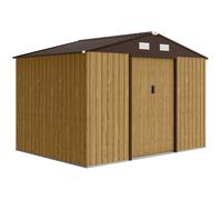 Outsunny Abri de jardin 4,9 m² 2,77 x 1,95 x 1,92 m kit de fondation porte coulissante ventilations acier galvanisé, marron clair