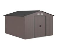 Outsunny Abri de jardin 8,3 m² en acier, kit de fondation, marron