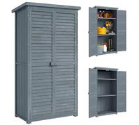 Armoire de jardin - Outsunny - 2 étagères - toit bitumé incliné - portes persiennes - 87 x 47 x 160 cm - gris