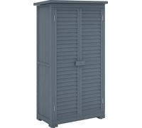 Outsunny Abri de jardin abri à outils sur pied en bois 2 étagères portes à volets toit en bitume incliné 87 x 47 x 160 cm gris