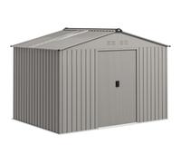 Outsunny Abri de Jardin Acier Galvanisé XXL 5,4 m² 277x195x192cm Gris | Cabanon Jardin Extérieur, Kit de Fondation, Toit en Fibre de Verre, Potres Coulissantes, 4 Aérations