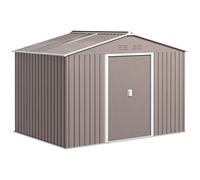 Abri de jardin 4,9 m² double porte coulissante fondation incluse - 277 x 195 x 192 cm - tôle acier ondulée gris clair