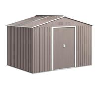 Outsunny Abri de Jardin Acier Galvanisé XXL 5,4 m² 277x195x192cm Gris Clair | Cabanon Jardin Extérieur, Kit de Fondation, Toit en Fibre de Verre, Potres Coulissantes, 4 Aérations