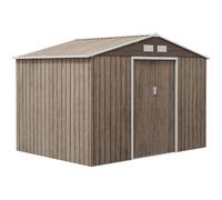 Abri de jardin - Outsunny - 5,4m² - kit de fondation, porte coulissante verrouillables 4 aérations - 277x195x192cm - marron clair