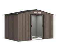 Abri de jardin - Outsunny - 5,4m² - kit de fondation, porte coulissante verrouillables 4 aérations - 277x195x192cm - marron