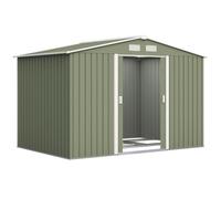 Outsunny Abri de Jardin Acier Galvanisé XXL 5,4 m² Kit Fondation Vert | Kit de Fondation, Cabane de Jardin, Cabanon Rangement Outils, Portes Coulissantes Verrouillables, 4 Aérations, 277x195x192cm