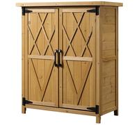 Outsunny Abri de jardin armoire de jardin 3 étagères 2 portes toit bitumé étanche bois sapin 75 x 40 x 90 cm jaune