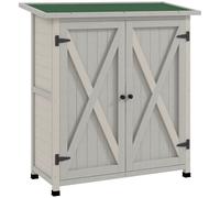 Outsunny Abri de Jardin Armoire de Jardin Remise pour Outils sur Pied 2 étagères 2 Portes Toit bitumé étanche Gris