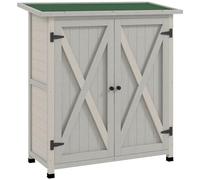 Outsunny Abri de Jardin Armoire de Jardin Remise pour Outils sur Pied dim. 110L x 55l x 117H cm 2 étagères 2 Portes Toit bitumé étanche Bois Massif pin pré-huilé Gris