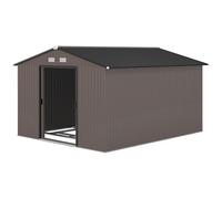 Outsunny Abri de Jardin avec 2 Portes Coulissantes et 4 Prises d'Air en Acier, 322x277x192 cm, Marron