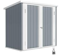 Outsunny Abri de Jardin Cabane 1,09m² 2 Portes 147 x 86 x 134 cm Gris Clair | Cabane de Jardin, Cabanon Rangement Outils, Portes Verrouillables, Tôle d'Acier
