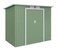 Outsunny Abri de Jardin en Acier galvanisé L 2,77 m² avec kit de Fondation 213 x 130 x 172 cm, cabane de Jardin cabanon Rangement Outils Portes coulissantes verrouillables et aérations, Vert