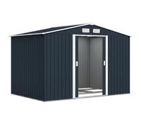 Outsunny Abri de Jardin en Acier galvanisé XXL 5,4 m² avec kit de Fondation 277 x 195 x 192 cm, cabane de Jardin cabanon Rangement Outils avec Portes coulissantes verrouillables et 4 aérations, Gris