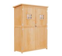 Outsunny Abri de Jardin en bois Armoire de Jardin dim. 127,5L x 50l x 164H cm 2 étagères 2 Portes 2 fenêtres Toit bitumé étanche Bois Massif Sapin pré-huilé bois naturel Jaune
