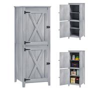 Outsunny Abri de Jardin en Bois avec Portes Doubles verrouillables, Armoire de Jardin en Bois à étagères Amovibles, cabane à Outils, 60 x 60 x 160 cm, Gris Clair