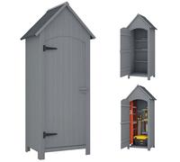 Armoire de jardin en bois - Outsunny - Abri de jardin Armoire à outils Cabane en bois Toit bitumé - Gris - 77,5 x 54,2 x 179,5 cm