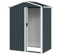 Outsunny Abri de jardin en métal 1,2 m², cabane jardin extérieure, porte coulissante verrouillable et gants, 136x87x179cm, gris
