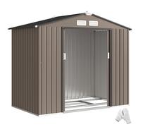Outsunny Abri de jardin métal 2,77 m² (213×130×185 cm) porte coulissante verrouillable - Marron