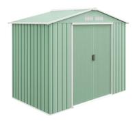 Outsunny Abri de Jardin en métal 2,42 m² 213 x 130 x 185 cm Vert Clair | Cabane de Jardin Extérieur, Cabanon Rangement Outils, Kit de Fondation, Porte Coulissante Verrouillables, 4 Aérations