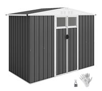 Outsunny Abri de Jardin en Métal 2,7 m² 4 Évents 246 x 117 x 180 cm Gris | Cabane de Jardin,Cabanon Rangement Outils,avec Fenêtre,Porte Verrouillable,Cabanon Jardin Acier Galvanisé