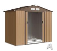 Outsunny Abri de Jardin en métal 2,77 m² cabane de Jardin 213 x 130 x 185 cm cabanon Rangement Outils avec kit de Fondation, Porte coulissante verrouillables et 4 aérations - Kaki