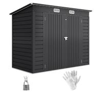 Outsunny Abri de Jardin en Métal 3 m², Cabane de Jardin 249x121x183cm, Structure en Acier Galvanisé Améliorée, Cabanon Rangement Outils, Gants, Portes Verrouillables, Aérations, Gris