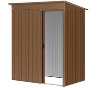 Outsunny Abri de jardin en métal avec aérations et porte coulissante, 159x106x181 cm, Marron
