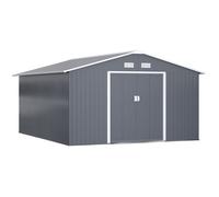 Outsunny Abri de Jardin en Métal avec Fondation Cabanon de Rangement Gris Anthracite 340 x 386 x 200 cm