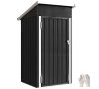 Outsunny Abri de Jardin en Métal Cabane 107,5 x 91 x 185 cm Gris Foncé | Cabane de Jardin Extérieure, Porte Verrouillable, Toit Incliné, Aérations, Gants, Cabanon Rangement Outils, Acier Galvanisé