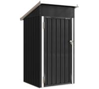 Outsunny Abri de jardin en métal, cabane de jardin, porte verrouillable, toit incliné, aérations et gants, 107,5x91x185cm, gris