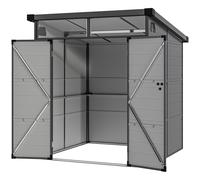 Outsunny Abri de jardin en polypropylène 3,24 m² cabane de jardin avec double porte et fenêtres, 190 x 191 x 215 cm, gris