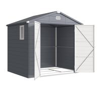 Outsunny Abri de jardin en résine 4,56 m² avec kit de fondation galvanisé structure en aluminium 240 x 190 x 228 cm gris foncé