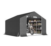 Outsunny Abri de Jardin Étanche Abri Moto 300x300x210cm Gris Foncé | Tente de Stockage, Porte Enroulable à Fermeture Éclair, Garage pour Vélo et Outils, Bois