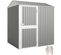 Outsunny Abri de Jardin Haut 3,51 m² en Acier galvanisé avec Prises d'air, abri de Jardin avec Porte verrouillable, Toit incliné, Gants, abri à Outils, 209 x 177 x 236 cm, Gris argenté