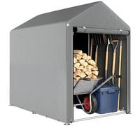 Outsunny Abri de Jardin Imperméable Abri Moto 120x179x165cm Gris Clair | Tente de Stockage, Porte Enroulable Fermeture Éclair, Garage pour Vélo et Outils Rangement