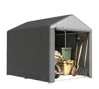 Outsunny Abri de Jardin Imperméable Abri Moto 160x218x172cm Gris Foncé | Tente de Stockage, Porte Enroulable Fermeture Éclair, Garage pour Vélo et Outils Rangement