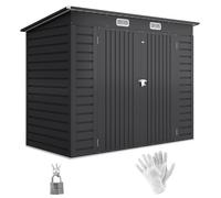 Outsunny Abri de Jardin Métal 3m² Gants Aérations 249x121x183cm Gris | Cabane de Jardin, Structure en Acier Galvanisé Améliorée, Cabanon Rangement Outils, Portes Verrouillables