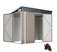 Outsunny Abri de Jardin en métal, cabane de Jardin extérieure 234 x 132 x 185 cm, Triple Porte verrouillable, Toit incliné, aérations et Gants, cabanon Rangement Outils en Acier galvanisé, Gris Clair