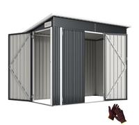 Outsunny Abri de Jardin Métal 3m² Gants Aérations 249x121x183cm Gris Foncé | Cabane de Jardin, Structure en Acier Galvanisé Améliorée, Cabanon Rangement Outils, Portes Verrouillables