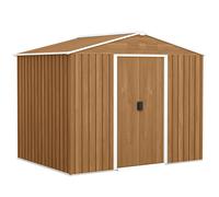 Outsunny Abri de Jardin Métallique 7,7 x 5,6ft avec Ventilation et Portes Coulissantes, Maison de Rangement Extérieure en Acier Galvanisé, Effet Bois Brun