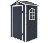 Outsunny Abri de Jardin Polypropylène - Cabane de Jardin en résine avec 1 Porte Verrouillable, Fenêtre et Grille d'aération, Gris foncé Aosom France