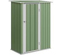 Outsunny Abri de jardin - remise pour outils - cabanon porte verrouillable - dim. 142L x 84 x 189H cm - tôle d'acier vert blanc