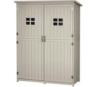 Outsunny Abri de Jardin Remise pour Outils sur Pied Dim. 128L x 50l x 164H cm avec 2 étagères 2 portes et 2 fenêtres Toit en bitume étanche Bois pré-huilé sapin Gris