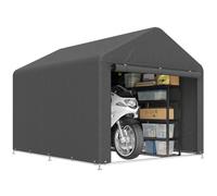 Outsunny Abri de Jardin Stockage Imperméable 200x238x183cm Gris Foncé | Porte Enroulable Fermeture Éclair, Garage pour Outils, Rangement et Stockage pour Bois Outils