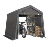 Outsunny Abri de jardin, tente de stockage, 2 portes zippées, cadre métallique, abri de vélo, protection contre la pluie légère et le vent, 280 x 240 x 240 cm, gris foncé
