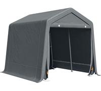 Outsunny Abri de jardin, tente de stockage, 2 portes zippées, cadre métallique, abri de vélo, protection contre la pluie légère et le vent, 280 x 240 x 240 cm, gris foncé