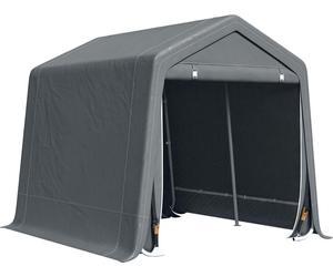 Outsunny Abri de jardin, tente de stockage, 2 portes zippées, cadre métallique, abri de vélo, protection contre la pluie légère et le vent, 280 x 240 x 240 cm, gris foncé